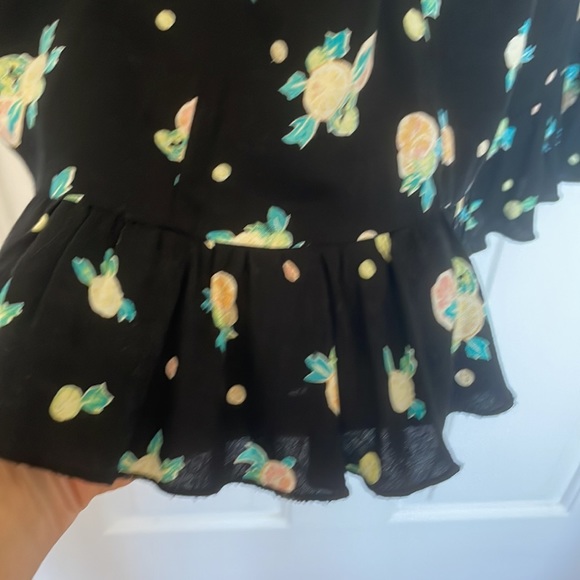 Free People flirty lemon 🍋 print black dress - Picture 6 of 8